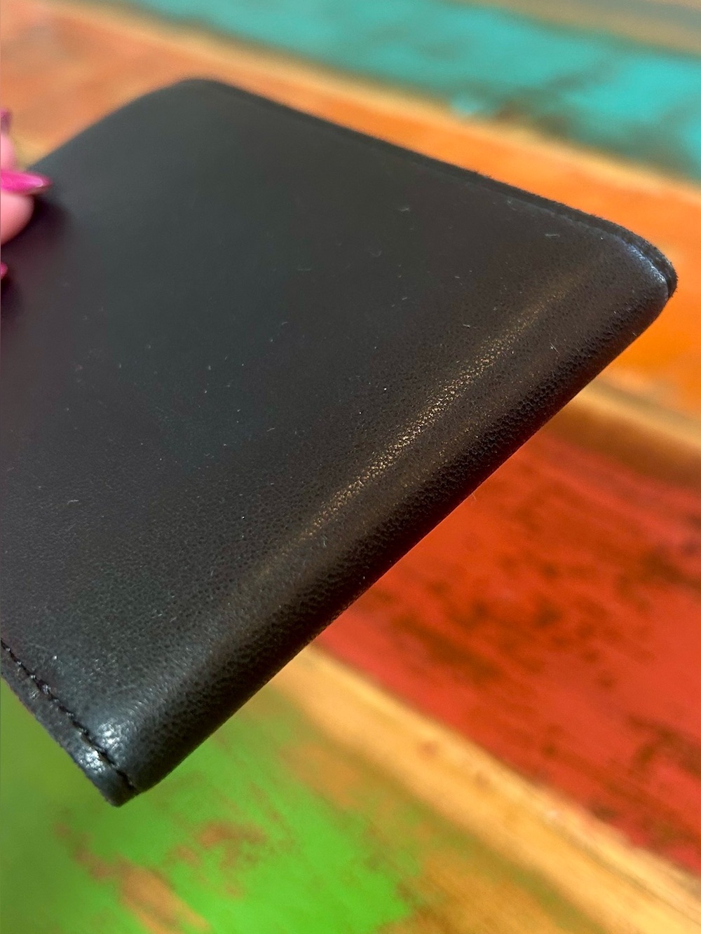 Vintage Burberry Black Leather Bifold Wallet Nova Check Interior EUC with COA - Picture 7 of 16